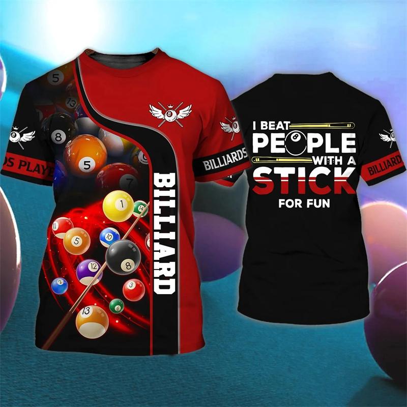 Módní kulečníkové 3D potištěné tričko pro muže, fitness trička do posilovny, dámské oblečení, streetwear, volná unisex trička, topy