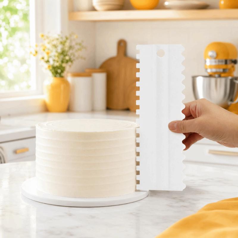 4 Pcs Cake Decorating Comb Set BPA Free Cream Spatula Tool for Baking Lovers Homemade Dessert Crafting