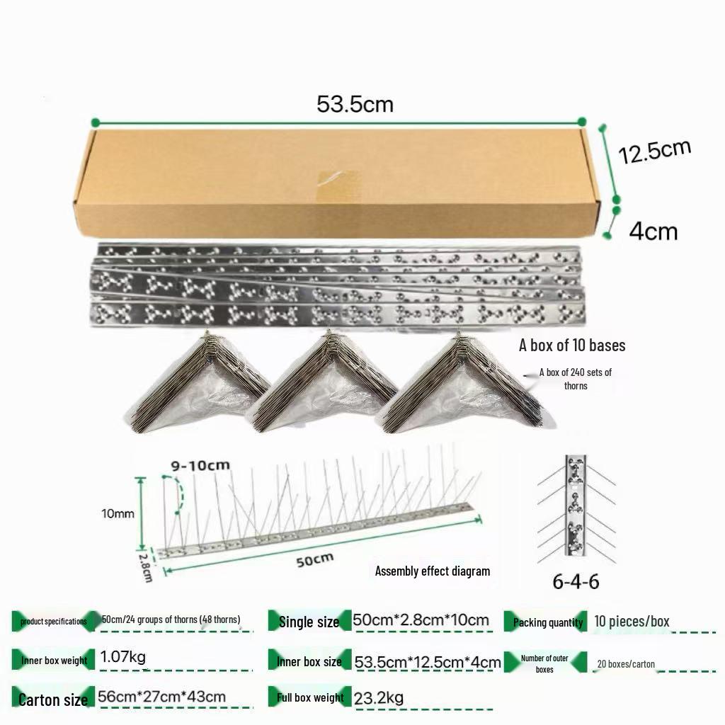 Stainless Steel Bird Spikes for Balcony: Deterrent for Pigeons and Cats