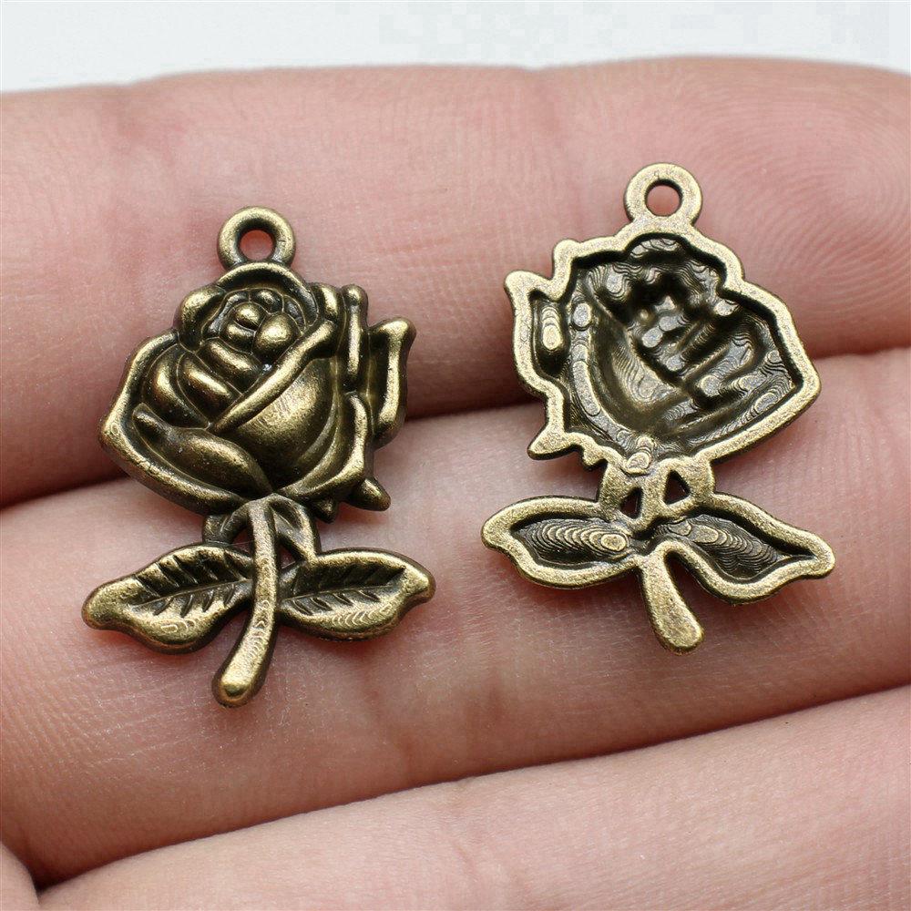 Charms Rose Lotus Pendants Wedding Jewelry Findings QC107