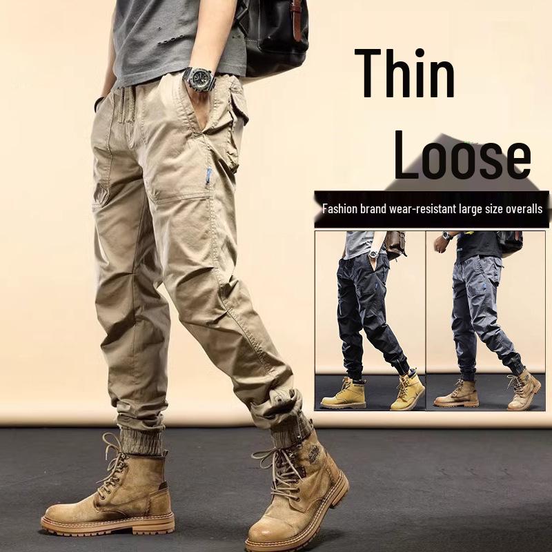 Men's Loose Fit Multi-Pocket Harem Pants - Korean Casual Style with Zipper