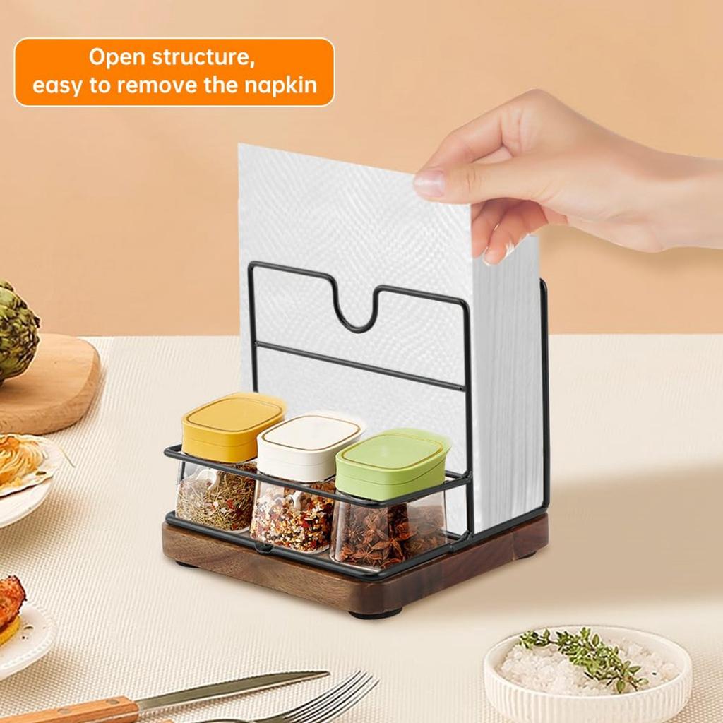 2X Rustic Napkin Holder For Salt And Pepper Shakers,Napkin Salt And Pepper Holder For Table,Metal Napkin Holder