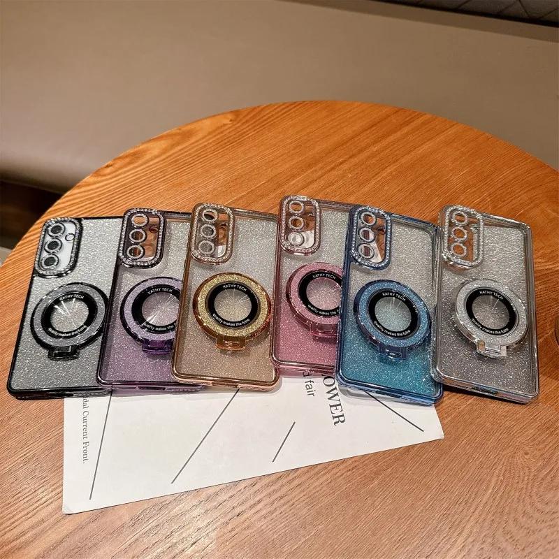 Luxury Magnetic Stand Shockproof Case For Samsung Galaxy A36 A56 A55 A35 A54 A34 A26 A25 A16 A15 A06 5G Glitter Diamond Cover