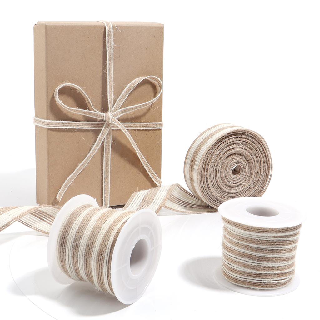 1-10M/Lot Natural Vintage Jute Ribbon White Edge Twine Jute Rope For Wedding Party Decoration DIY Craft Christmas Gift Packaging