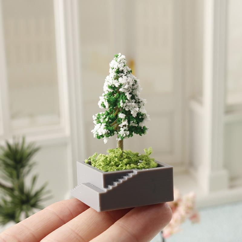 Simulierter Weihnachtsbaum Kirschblütenbaum Kiefernbaum Topfpflanzen Modell Puppenhaus Szene Dekoration Mikrolandschaft Ornament