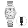 Square Watch Women Calendar Luminous Analog Display Cute Fashion Stainless Steel Band Waterproof Quartz Wristwatch Fashion Accessory - Birthday