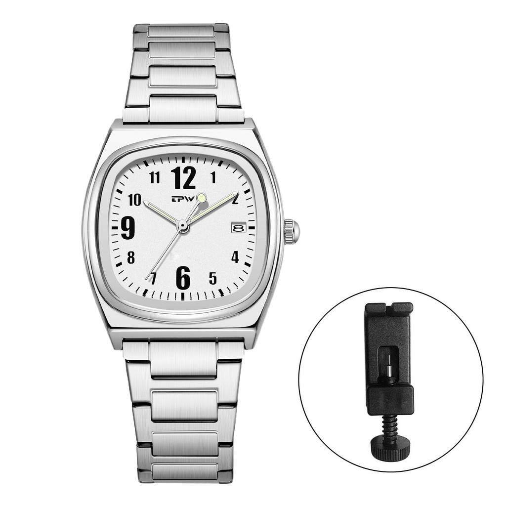 Square Watch Women Calendar Luminous Analog Display Cute Fashion Stainless Steel Band Waterproof Quartz Wristwatch Fashion Accessory - Birthday