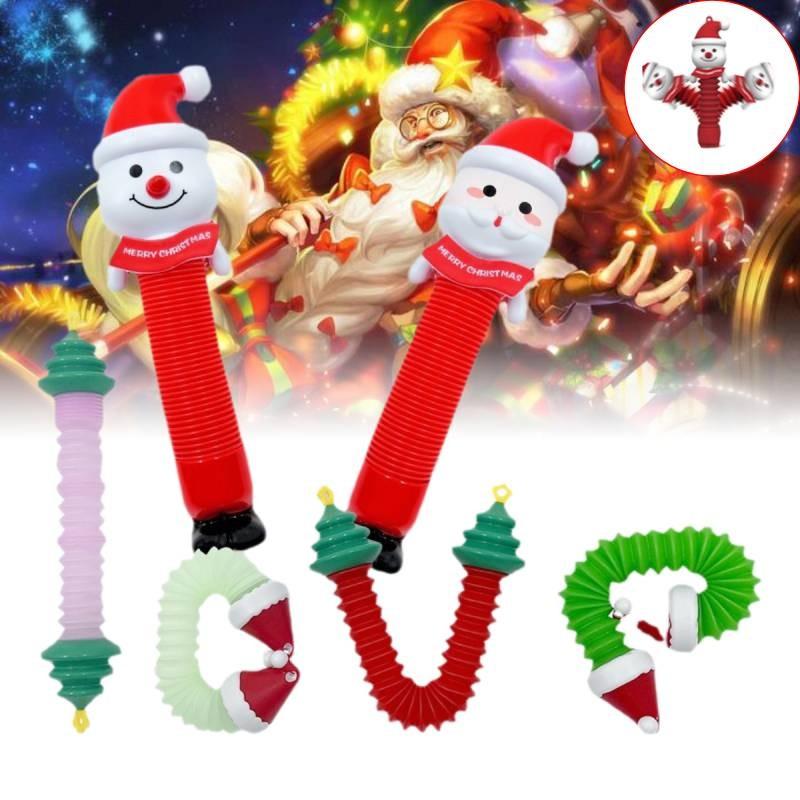 Christmas Pop Tube Telescopic Tube Santa Claus Kid Decompression Toy Xmas Gift