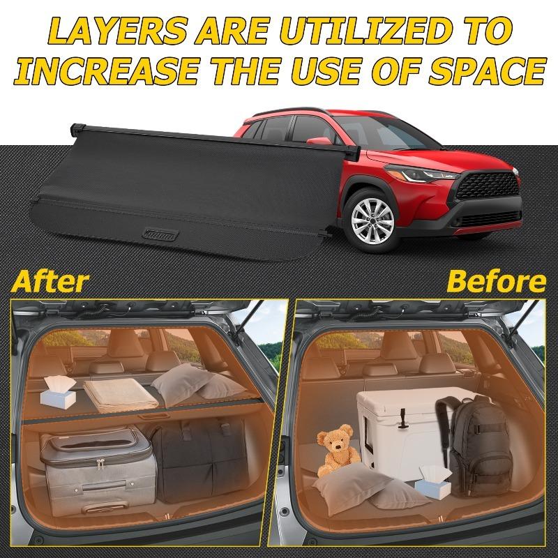 Retractable Cargo Cover Rear Trunk Security Shield Shade Luggage Curtain for Toyota Corolla Cross 2022-2024