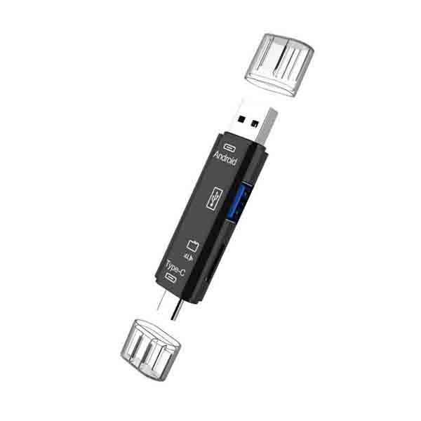 

Устройство чтения карт памяти 5-в-1 Встроенный порт USB/Type C/Micro USB и слот для карт USB/TF расширяют пространство для хранения чёрный