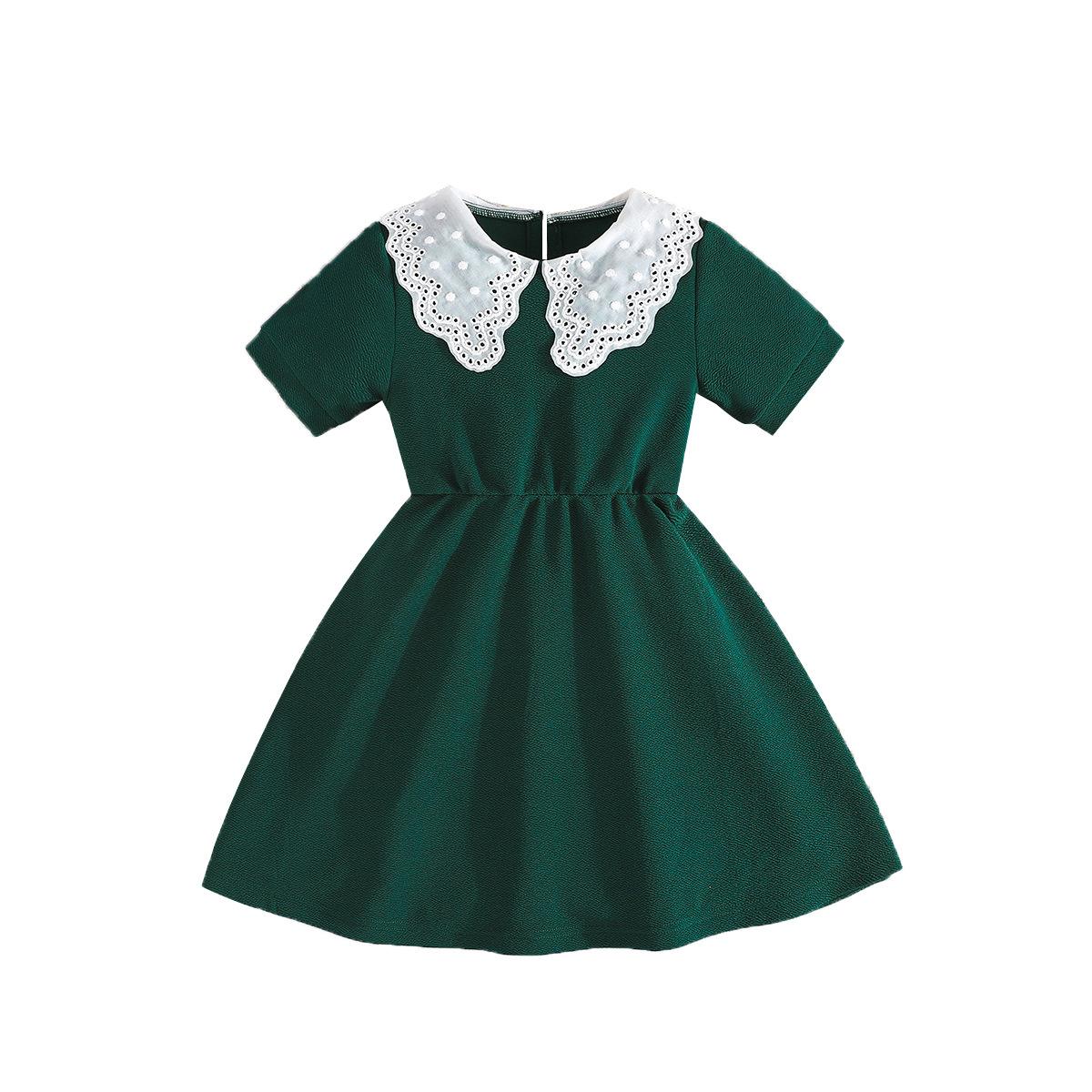 

Милое платье для девочек с кружевным воротником-бабочкой, однотонное летнее детское модное повседневное платье 7Y
