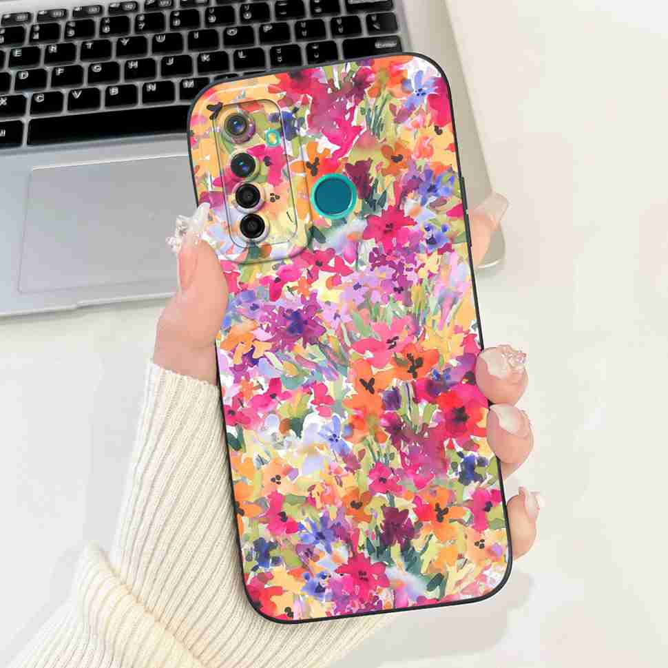 Für Realme 5 Pro Hülle Niedliche Panda-Blumen-Abdeckungen Weiche Silikonhüllen Für Realme 5 Realme5 Pro Stoßfeste Rückseite Fundas