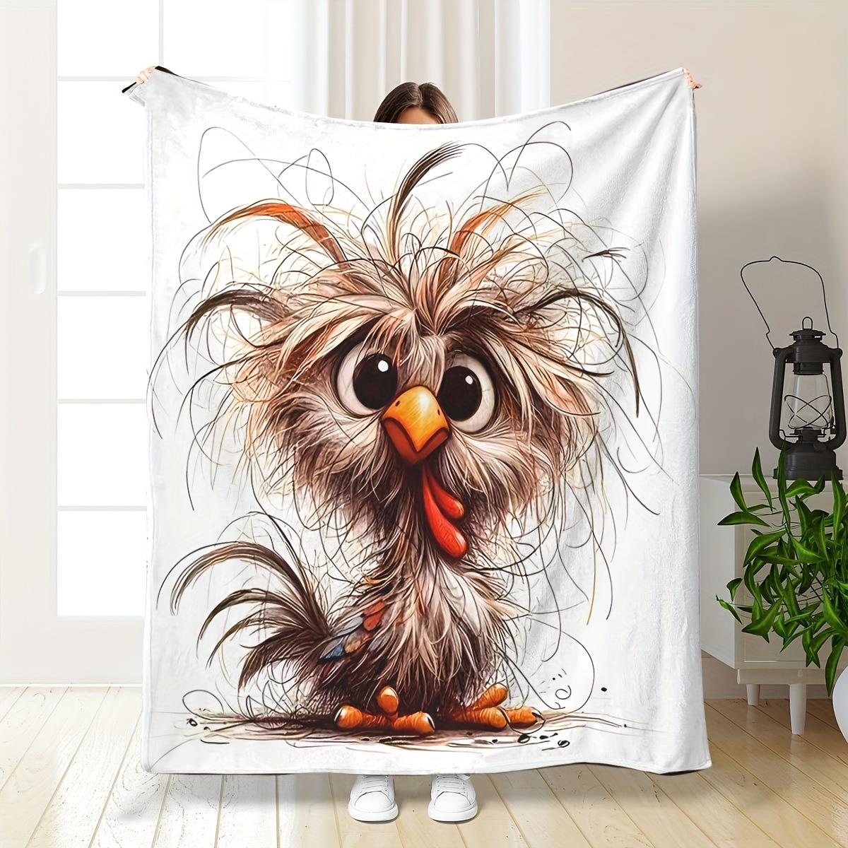 

A cute 3D chicken-printed comfortable flannel blanket, soft and warm, suitable for sofas, beds, and office relaxation pillows 75x90cm