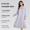 Plus Size Tencel Cotton Pajamas with Bra Pads: Summer Long Sleeve Cooling Nightgown for Women