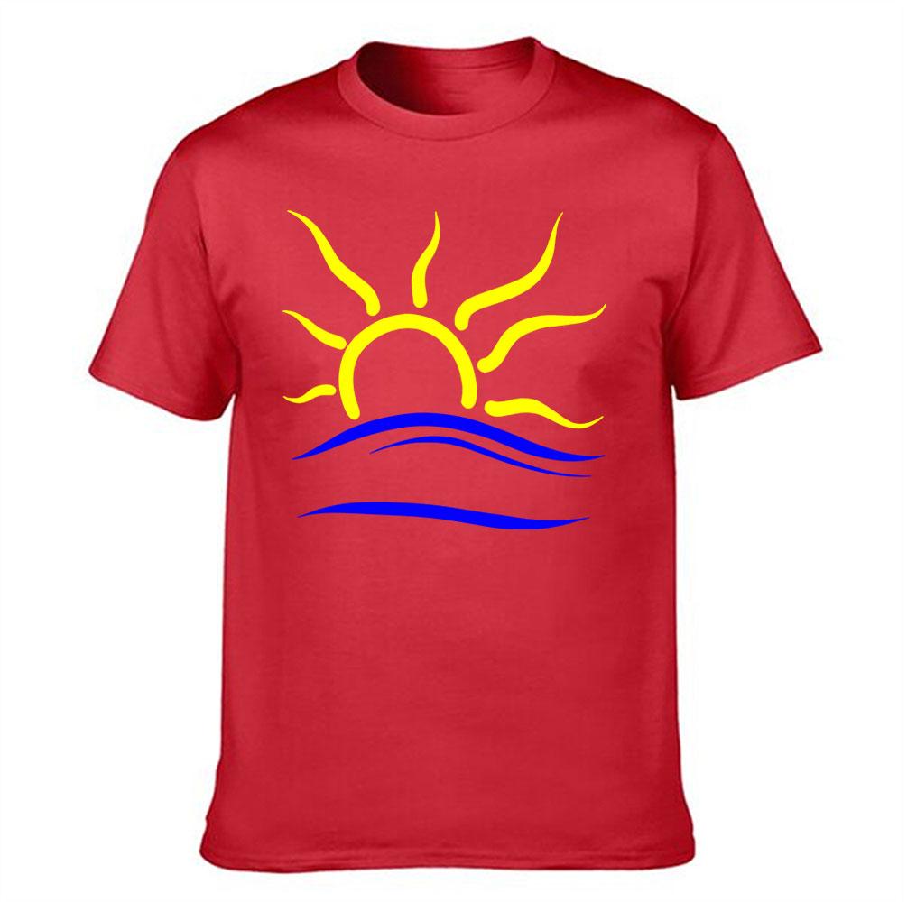 Unisexs Cotton TShirt with Sun Wave Graphic Casual Summer Short Sleeve Tee for Beach Vacation Daily Wear