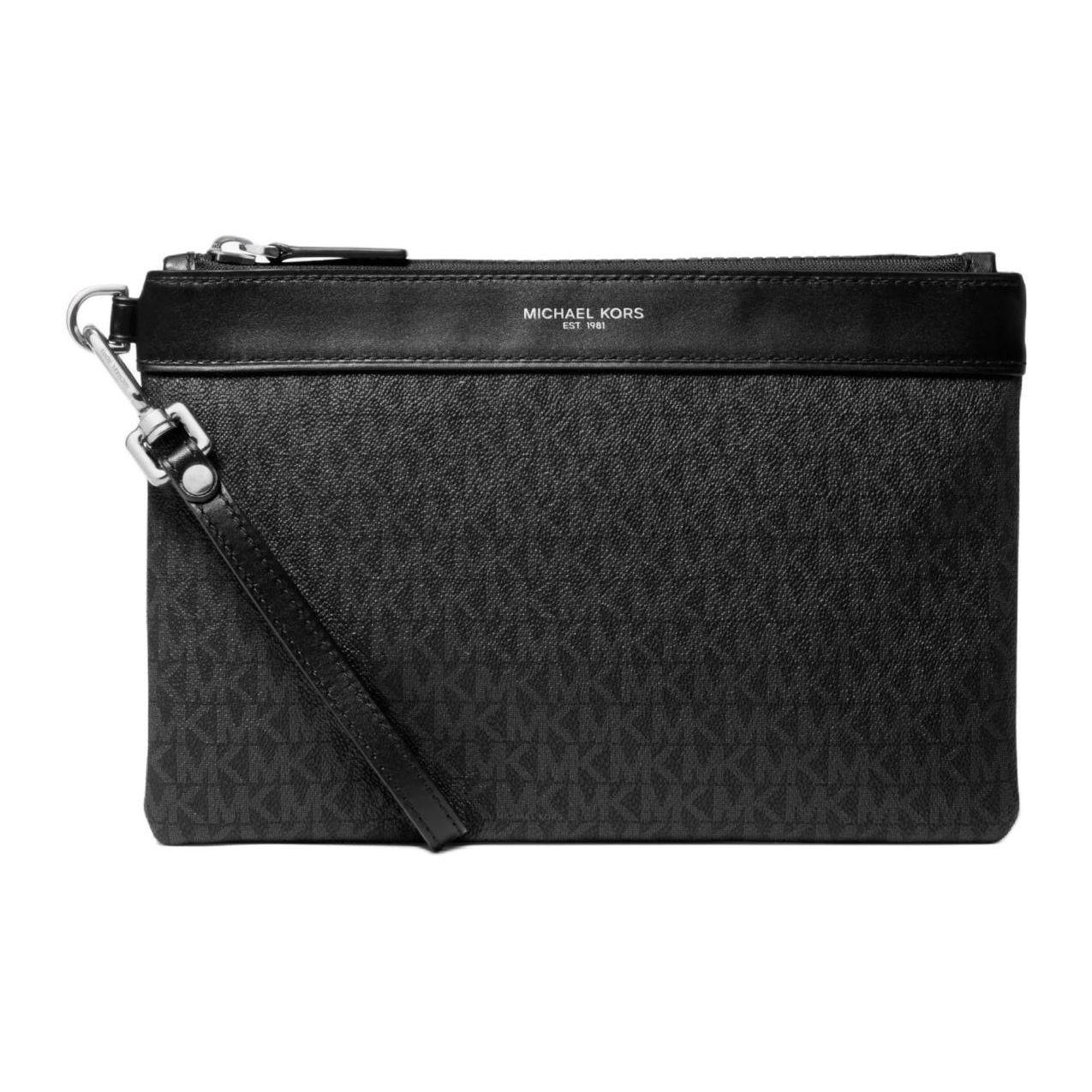 

Michael Kors MK Adele Long Vintage Monogram Print Faux Leather Clutch Men clutch Black 33F9LACU2B001 Basic Set (Bag+Dust Bag)