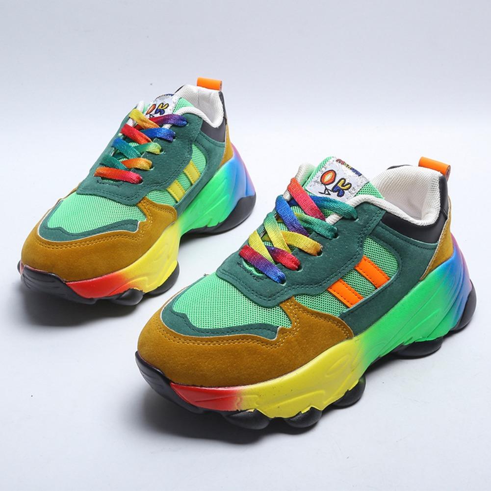 Women Fashion Sneakers Colorful Running Shoes Comfort Lace Up Casual Platform Outdoor De Mujer