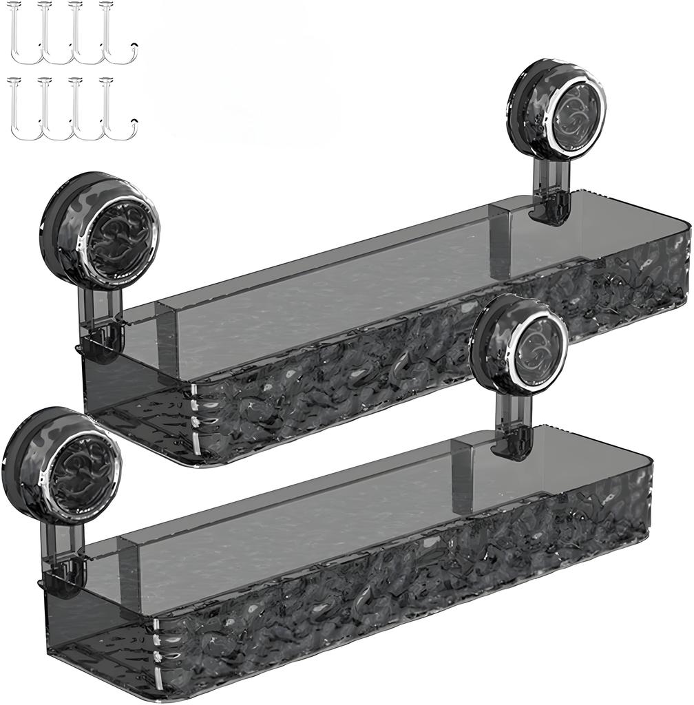 Corrugated Suction Cup Storage Holder Light Luxury Style Glacier Pattern Suction Cup Shelf No-Drill Bathroom Suction Storage Box