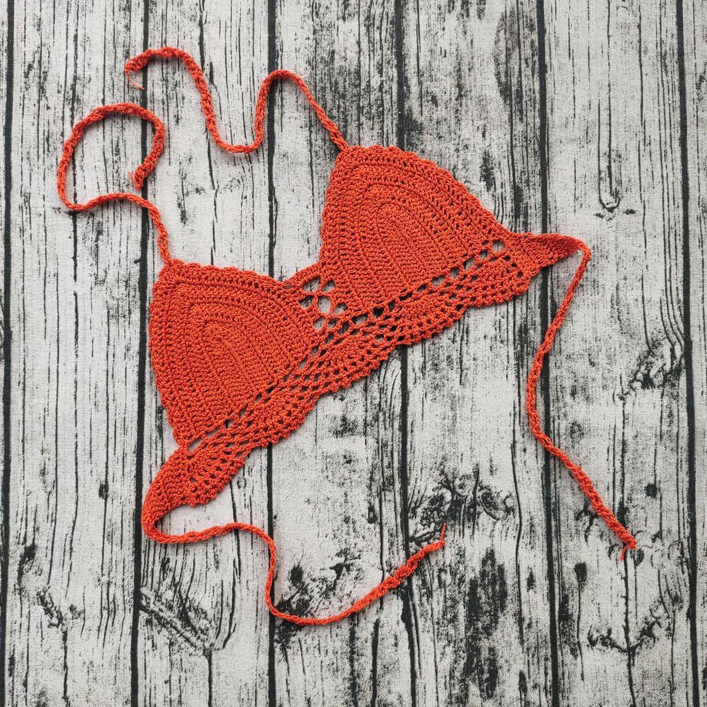 Böhmisches Häkel-Push-Up-Bikini-Oberteil - Handgemachter rückenfreier Badeanzug