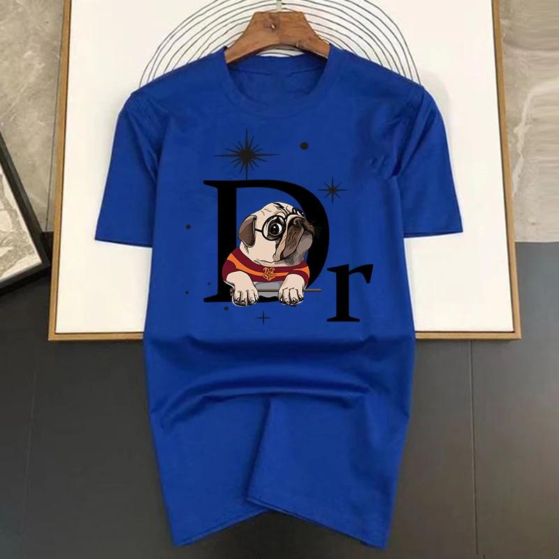 

Принт пекінеса Чоловіча мода Жіночий бренд Класичний спортивний Літній повсякденний Оверсайз Вільна Футболка з коротким рукавом XXXXXL золотий