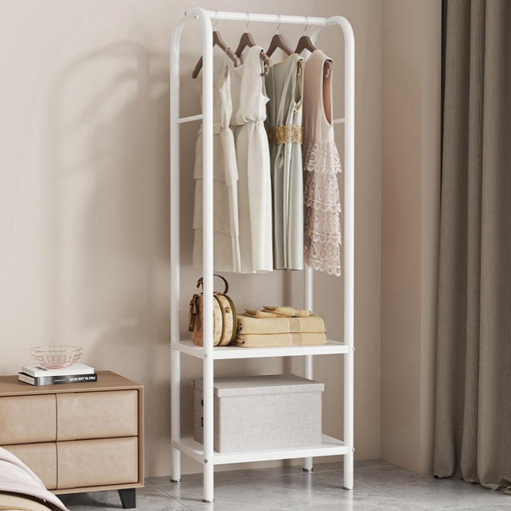 Huaniun Clothes with 2 Clothes Visible Coat Clothes Space Width 49 x Depth 33 x Height 176 White Rack, Slim, Sturdy, Casters, Shelves, Rack, Storage,