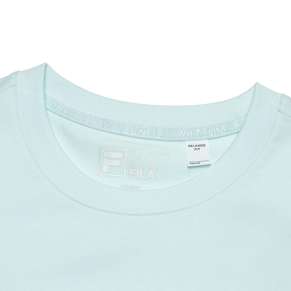 Fila Besticktes Logo Lässiges Cooles Strick Kurzarm T-Shirt Damen Oberteile Himmelgrün F61W428101ALG