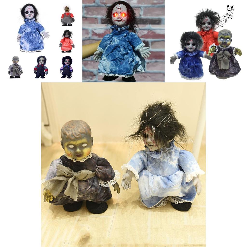 Frightening Electric Walking Ghost Doll For Halloween Creepy Decorations With Realistic Features
