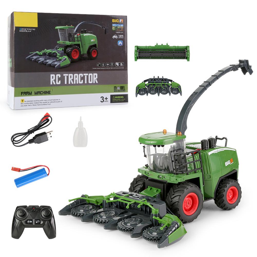 1:24 Remote Control Car For Kids Electric Farmer Harvester Tractor Model Toys Christmas Birthday Gifts For Boys Girls