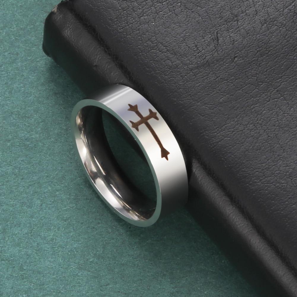 Jeshayuan Persönlichkeit Laser Gravur Christliches Kreuz Ring Männer Und Frauen Schmuck Edelstahlring Geschenk Mode Trendig