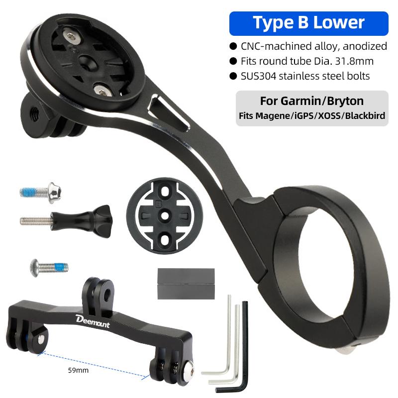 MTB Road Bike Handlebar Extended Bar Computer Mount for Garmin/Bryton/Wahoo Out Front Sports Camera Front Light Stand Clip