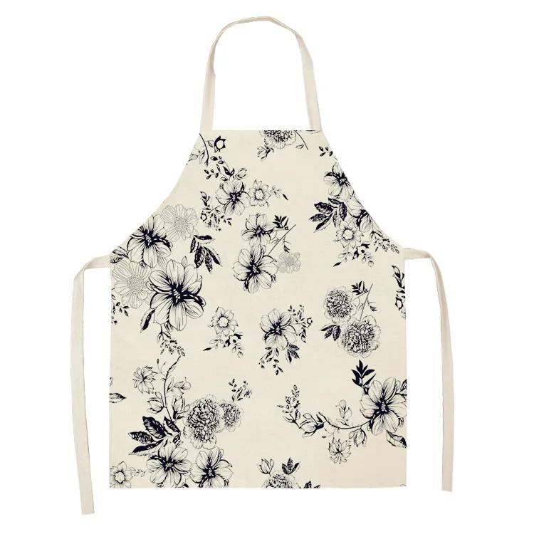 Printed color apron Home Cooking Baking Kitchen anti-stain and anti-oil  linen adult bib household cleaning tools