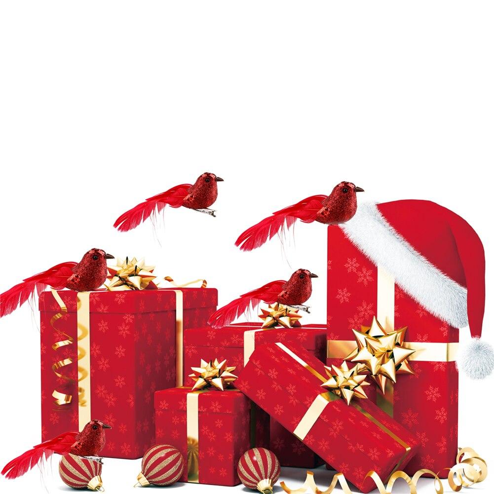 12 PCS Artificial Birds Christmas Tree Birds Red Clip Artificial Foam Feather Hristmas Tree Ornament Door Ornaments