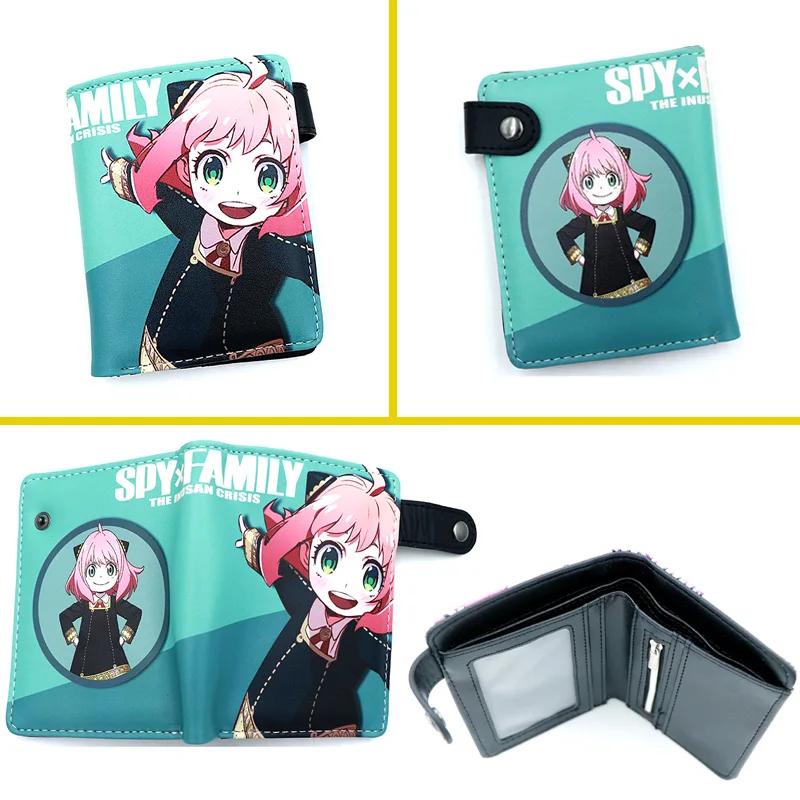 Anime Loid Anya Forger Yor PU Short Folding Wallet Coin Purse with Interior Zipper Pocket