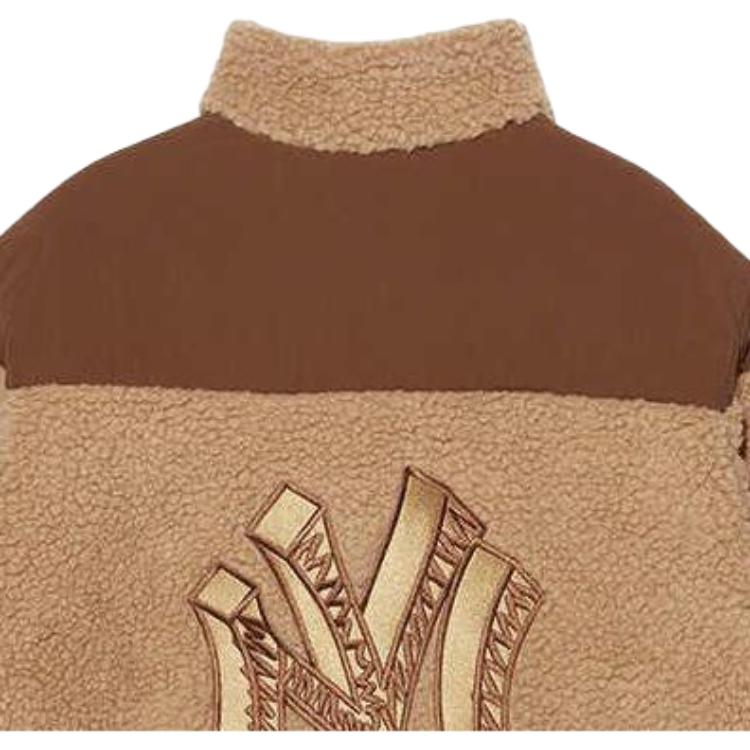 New Era MLB New York Yankees Embroidered Print Sherpa Jacket Unisex Jacket Brown 13350830