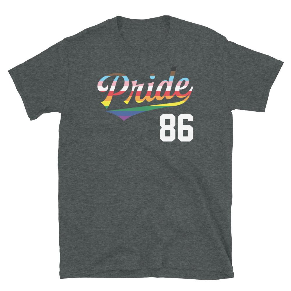 

Baseball Jersey Number 86 LGBTQ Inclusive Rainbow Short-Sleeve Unisex T-Shirt 4XL