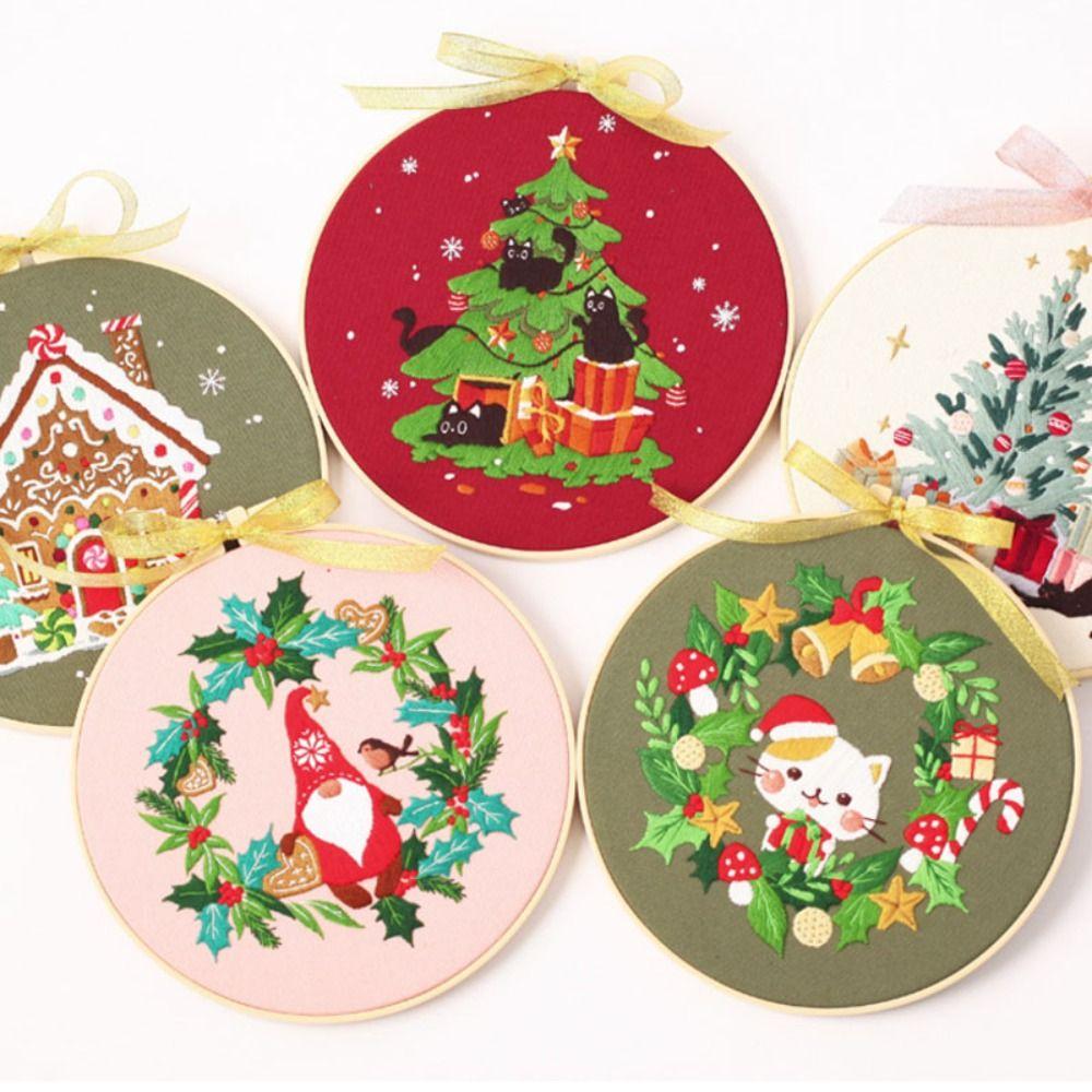 Handmade Christmas Embroidery Kit Colorful Embroidery Set Cross Stitch Set Beginner