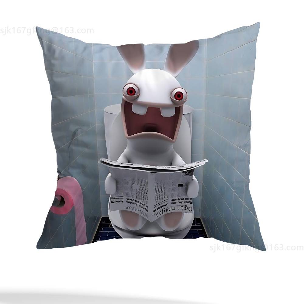 Anime R-Rabbids Invasion Pillowcase Casual Style Decoration, Suitable for Home Decoration (excluding Pillow Core)