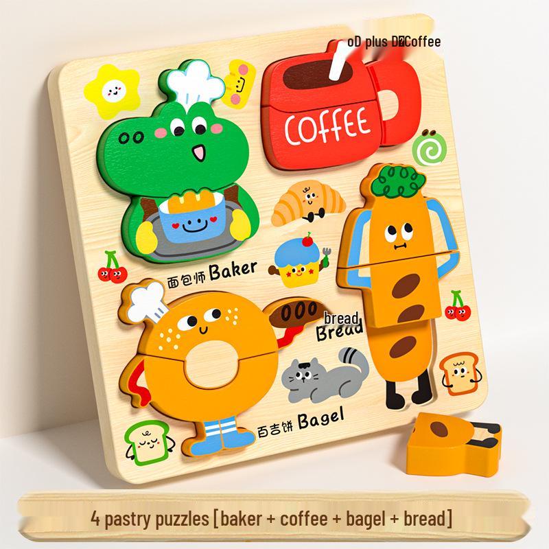 Montessori Handmade Wooden Animal Puzzle Board for Children Aged 0-3 - Early Education Shape Toy