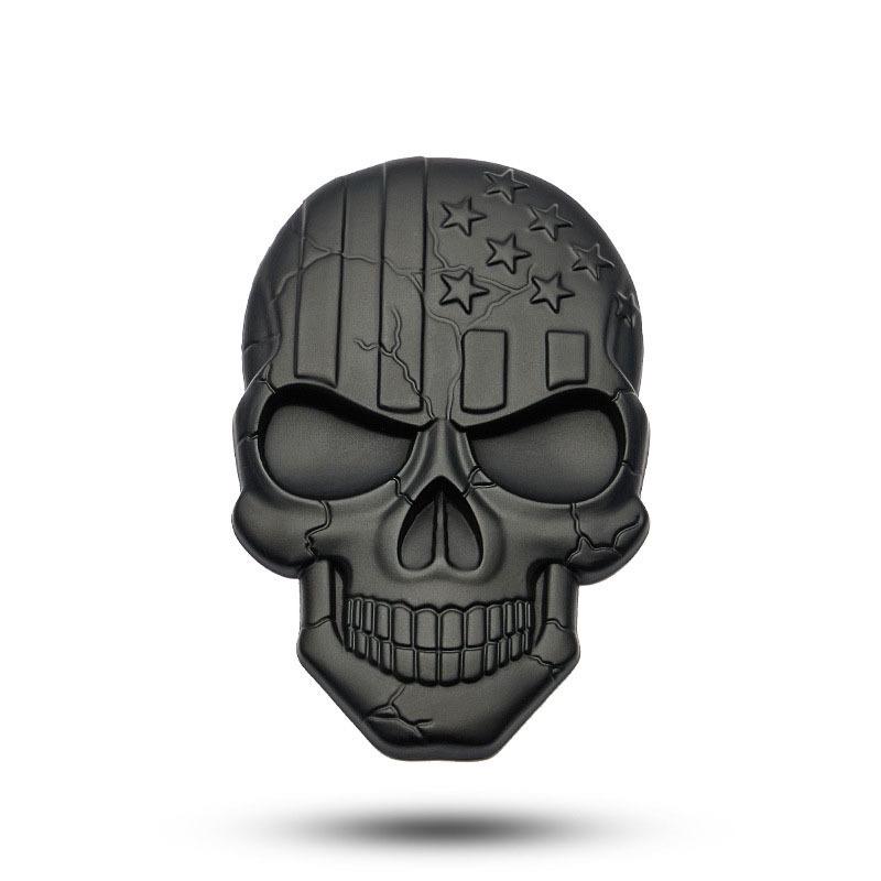 3D American Flag Skull Crossbones Metal Car Emblem Sticker