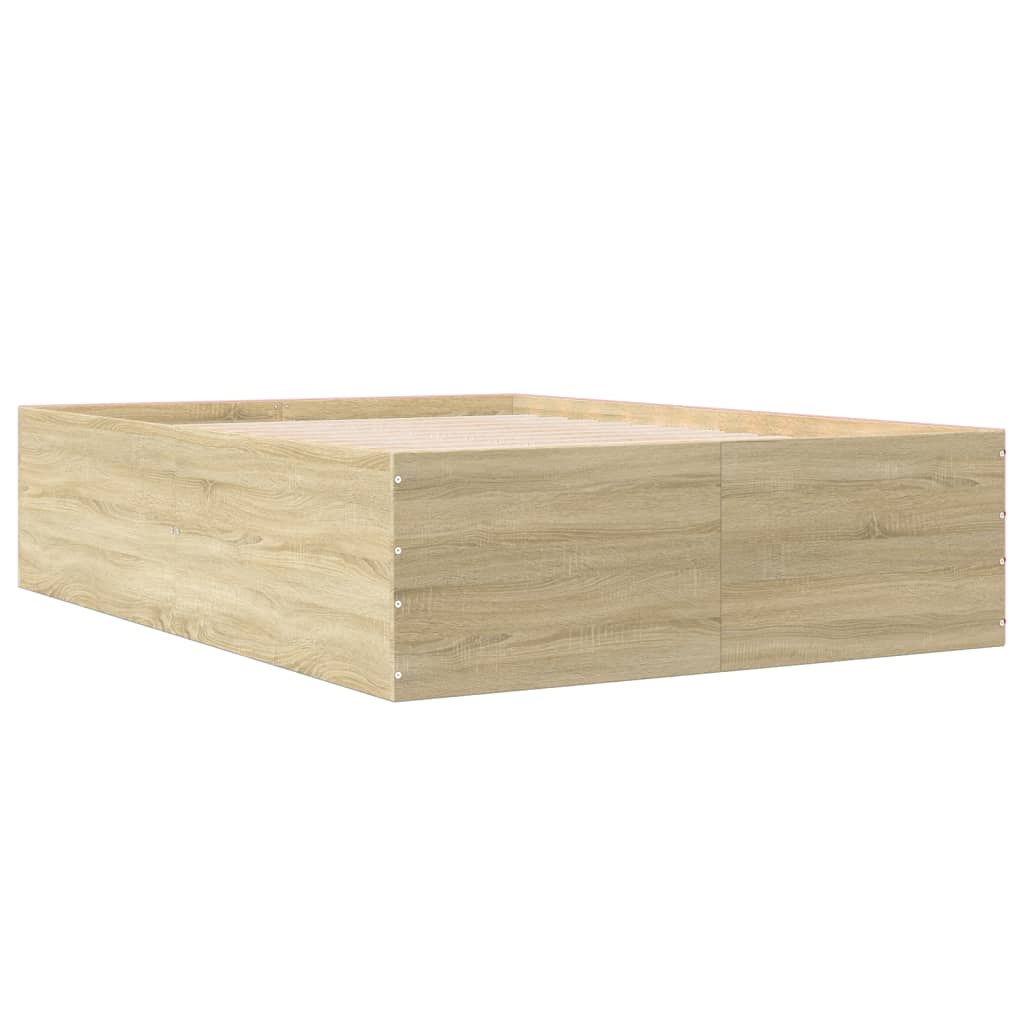Bed Frame in Sonoma Oak Finish 140 x 200 cm Particleboard