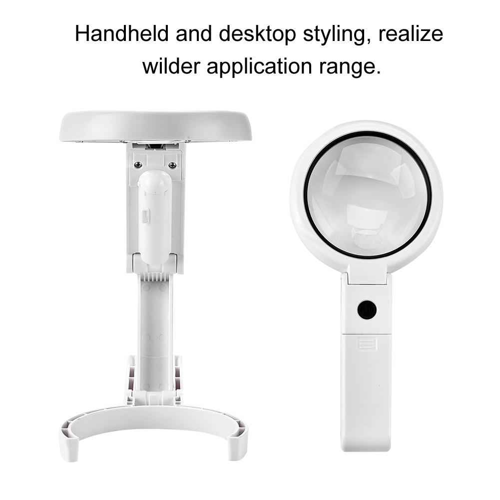 5 11X Magnifying Glass with 8 LED Light Hnadheld Desktop Multifunctional Reading Magnifier
