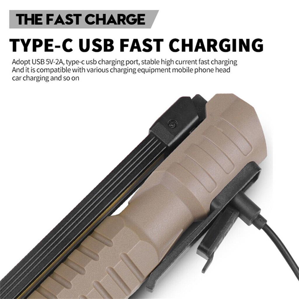 LED Work Light 1000 Lumens Rechargeable Flashlight Metal Hook USB Charging Cable