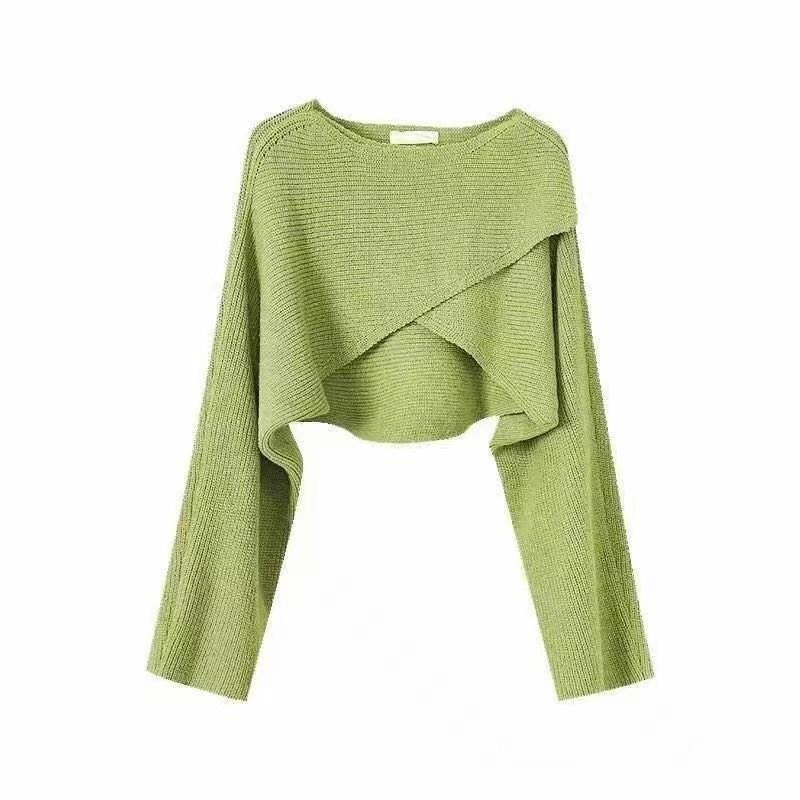 Short Knitted Sweater Women's Autumn Korean Version of The Umbilical Knitted Blouse