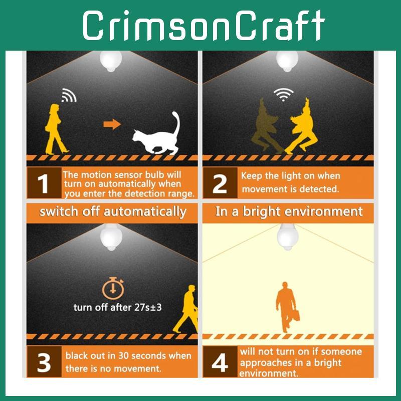 Smarte LED-Glühbirne mit Bewegungssensor für Innen-Nachtbeleuchtung und Sicherheit