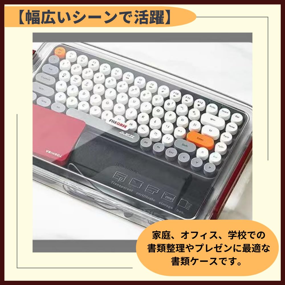 ideamall Document Storage Case, Clear Case with Lid, Document Organizer, Clear, Sturdy, Stackable, A4 Size, Set of 2 (3.5cm Thick)