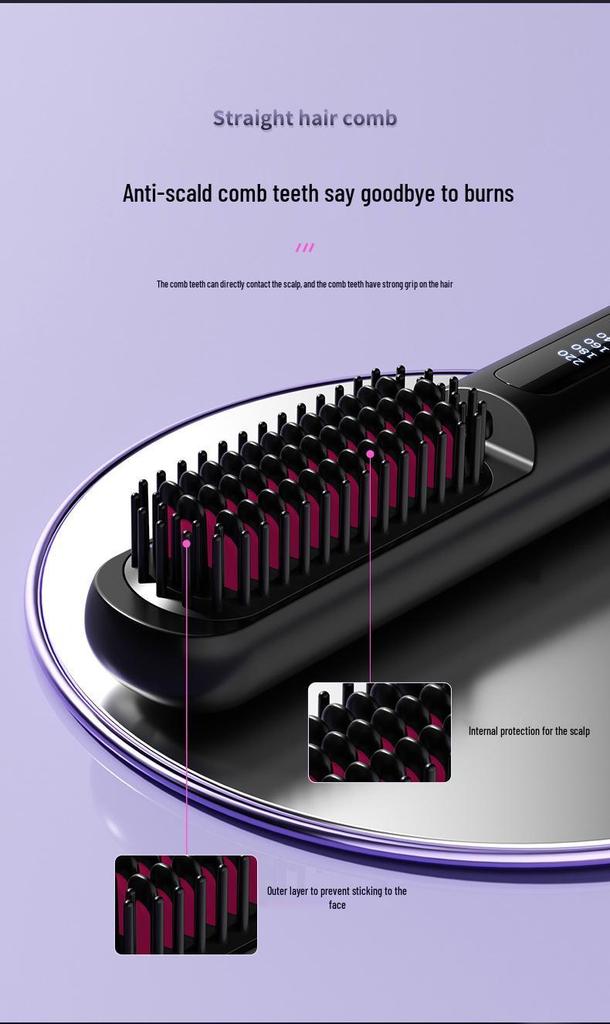 Portable Wireless Ionic Straightening & Curling Hair Comb