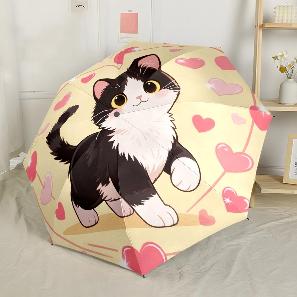 Night Cat Garden Dreams Portable Automatic Umbrella Folding Umbrella with 8 Ribs Lightweight for Women/Men Fashionable