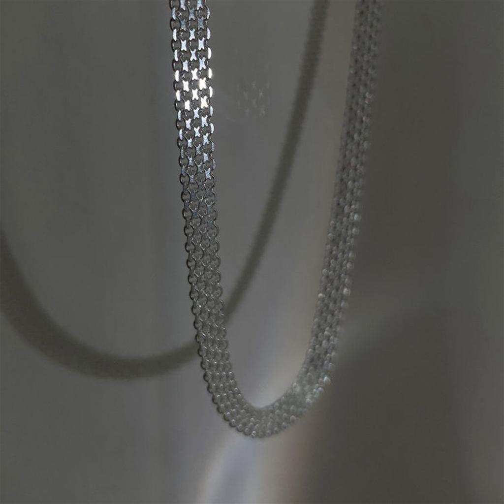 Copper European and American Simple and Unique Woven Hollow Wide Necklace Ins Trend Mesh Collarbone Chain