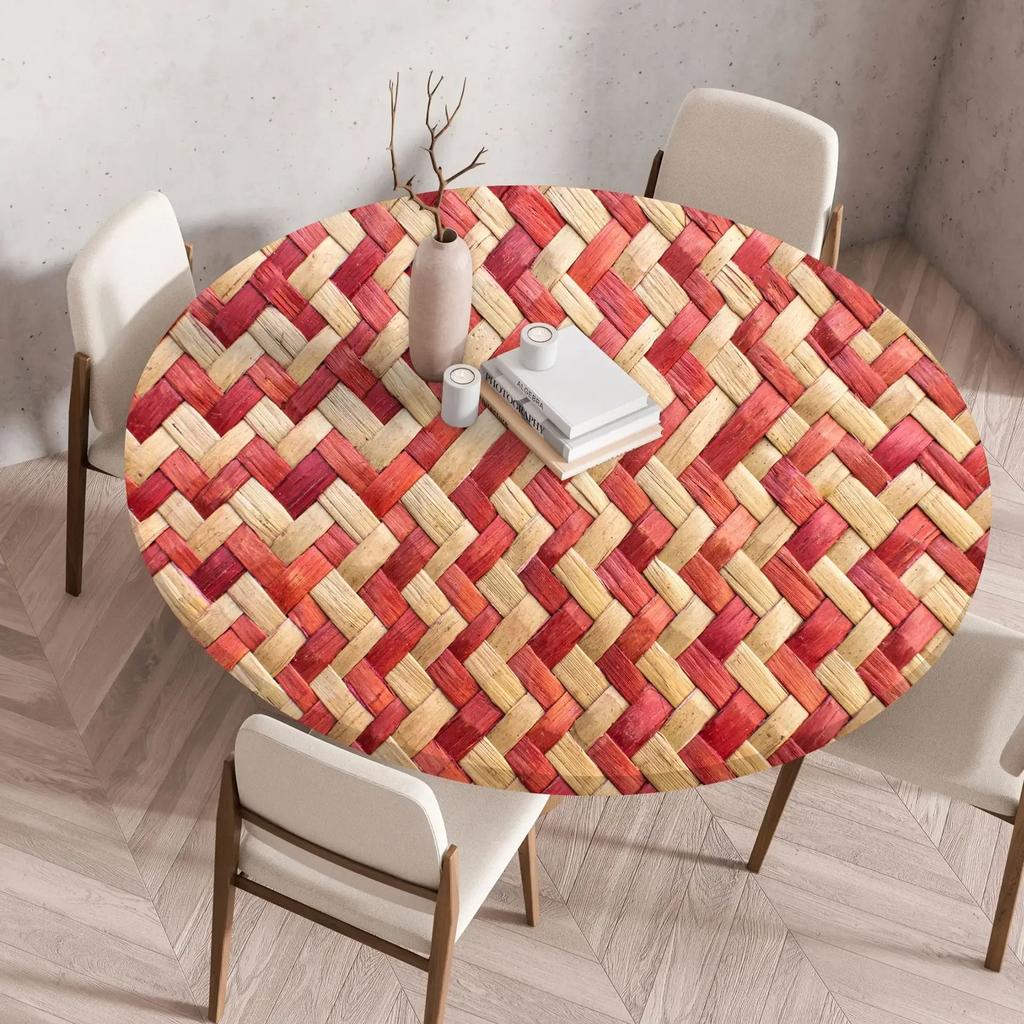 60/90/120Cm Round Table Cover Waterproof Oil-Proof Tablecloth Elastic Fitted Round Table Cover for Kitchen Dining Wedding Party