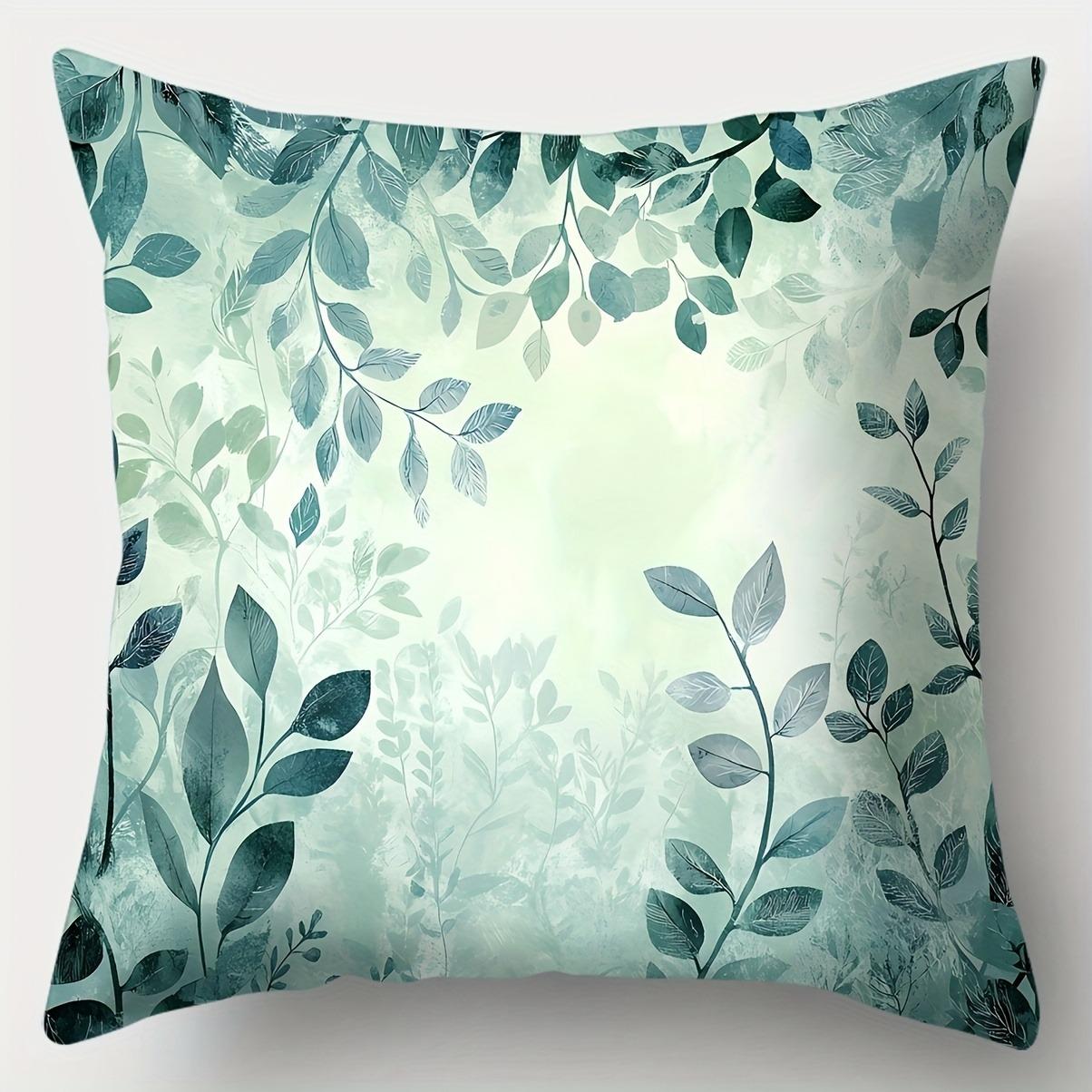 

Serene Green Leafy PillowcaseLiving room sofa cushion cover, soft and comfortable, bedroom room decoration 16x16in 40x40cm